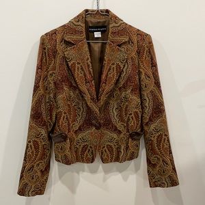 Vintage single button Blazer with leather trim